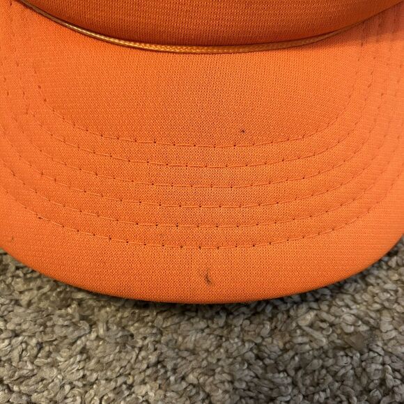 Vintage Whitetail Deer Hunter Safety Orange Foam Snapback Trucker Hat Cap - Picture 7 of 8